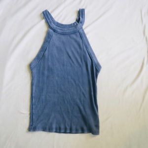 American Eagle Blue Ribbed Cropped Tank